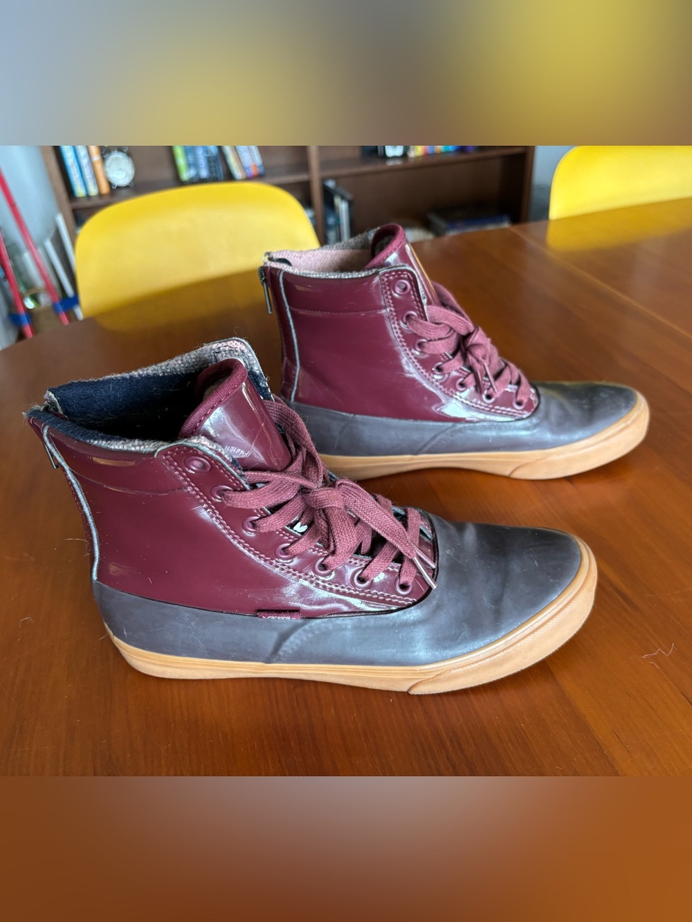 Maroon Vans Rain Boots, Size W8